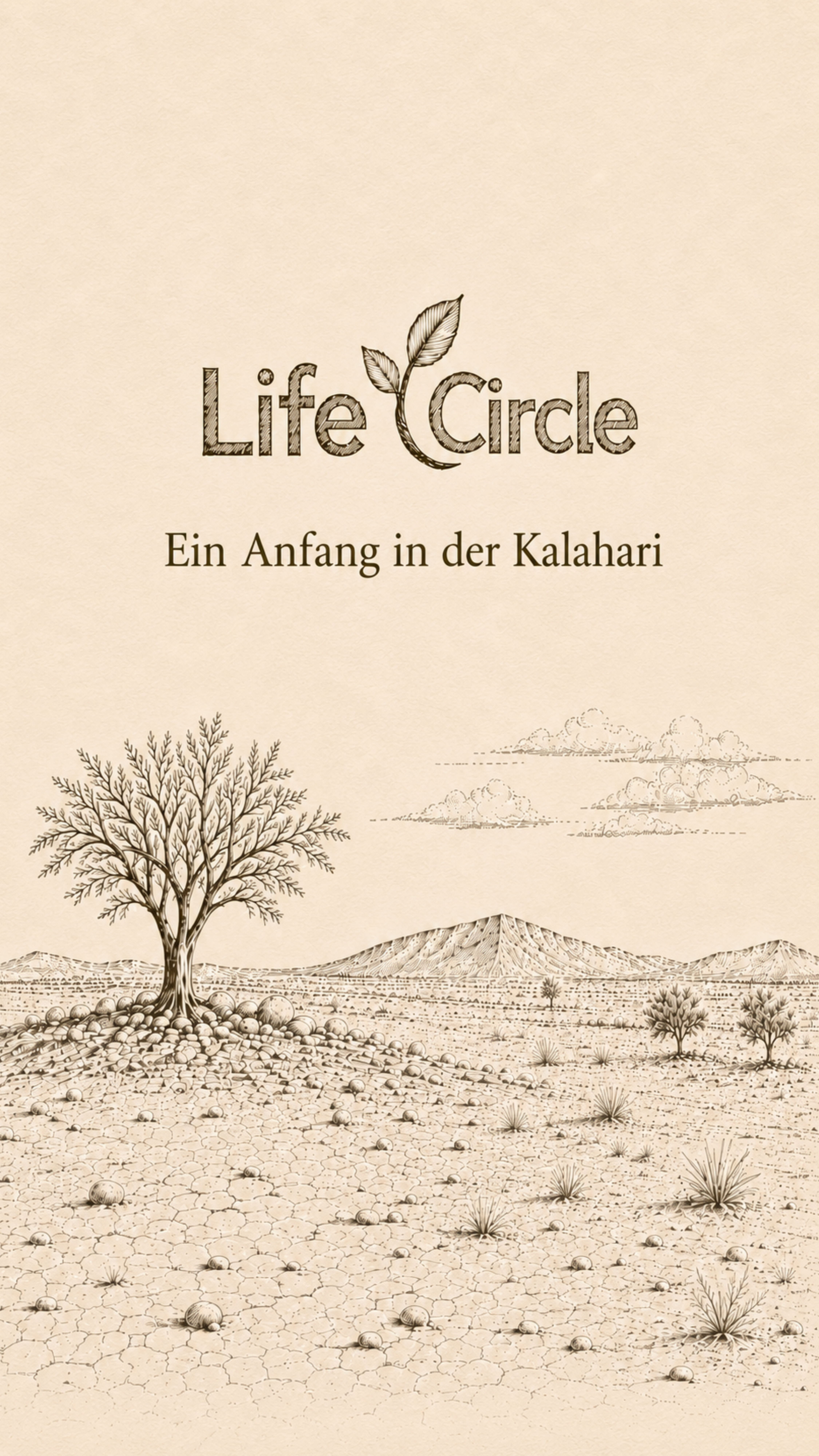 Gezeichnete Kalahari-Landschaft — Ein Anfang in der Kalahari