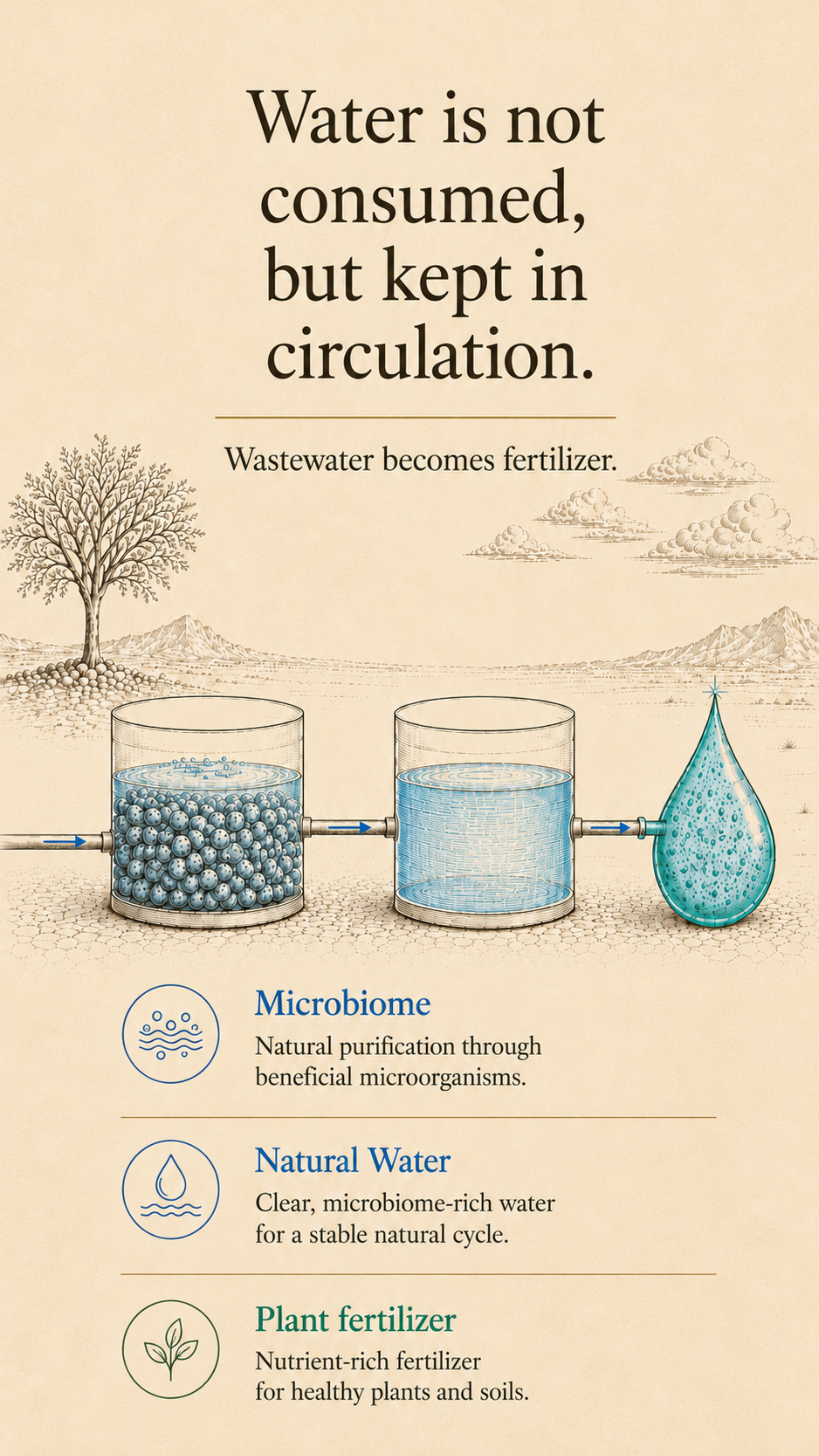Microbiome filtration turning nutrient-rich process water into plant fertilizer